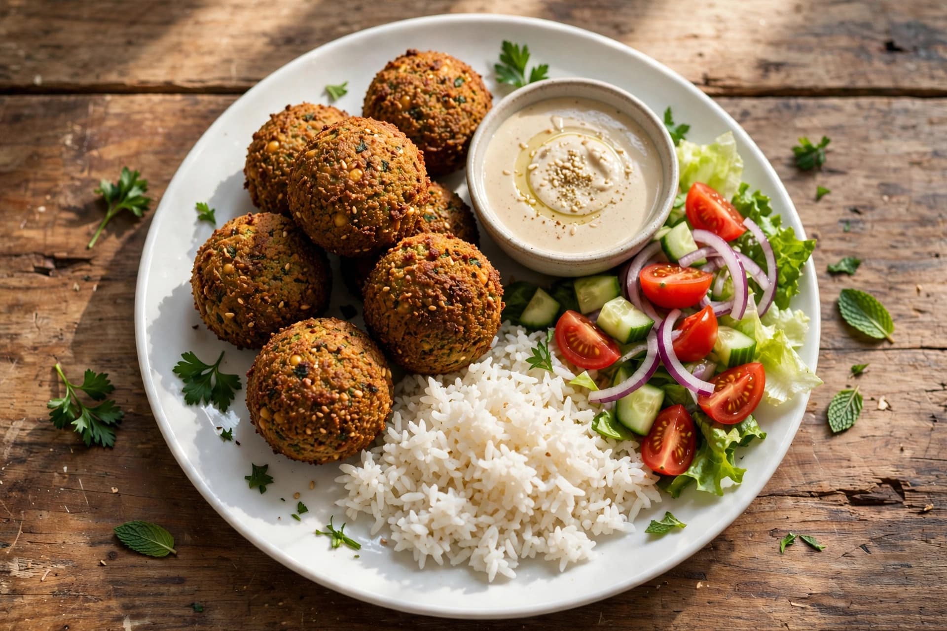 Falafel-Teller mit Reis